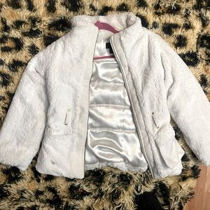 Iz Byer Girl White Fluffy Winter Jacket